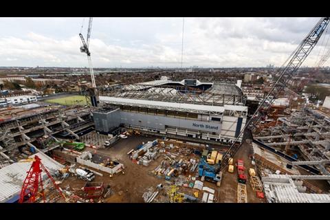 Tottenham Stadium view from the new north stand towards White Hart Lane